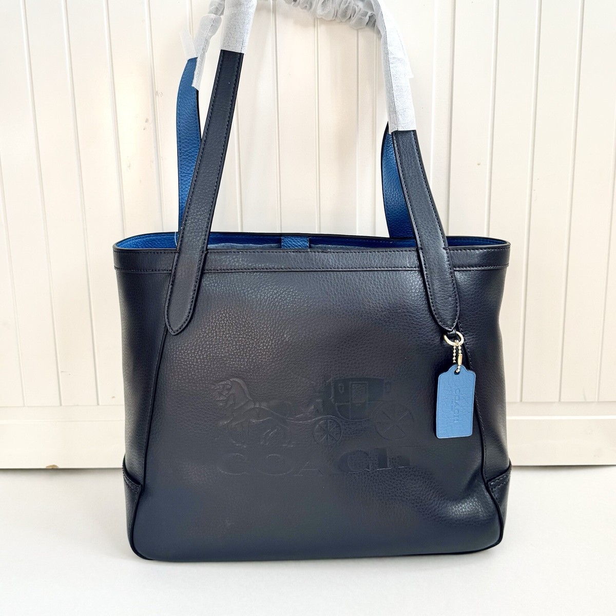 Coach Horse Carriage Tote Bag Midnight Blue / Sky Blue