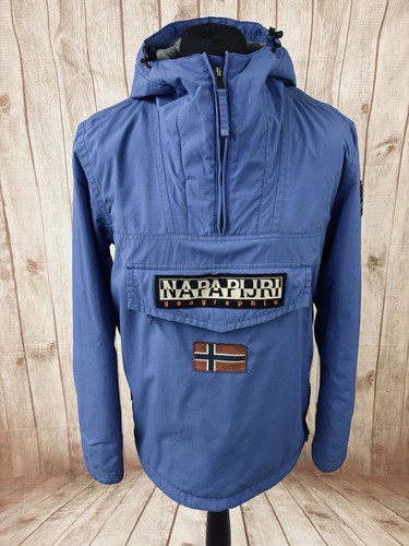 NAPAPIJRI Mens Small Fleece Lined Rain Forest Zip Jacket Smock Taped Seams Blue - Picture 2 of 24