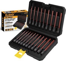 Extra-long Allen Hex Bit Socket Set 20-piece 38 Inch Drive S2 Steel Standard