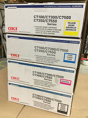 New ! 4 Color Genuine Okidata OKI C7100 C7300 C7500 C7350 C7550 Printer Toner