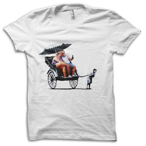 Banksy Rickshaw Kid Street Art Urban Graphic T-Shirt M5548 - Picture 5 of 6
