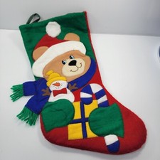 Dan Dee Christmas Stocking Teddy Bear Green Red Velvet Plush Collectors Choice