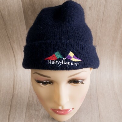 Helly Hansen Mütze Beanie / Hutgröße 52 / Schurwolle blau / West Germany Vintage