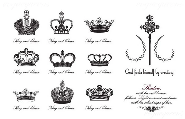  Tattoos 2 Sheets King Queen Imperial Crown Temporary