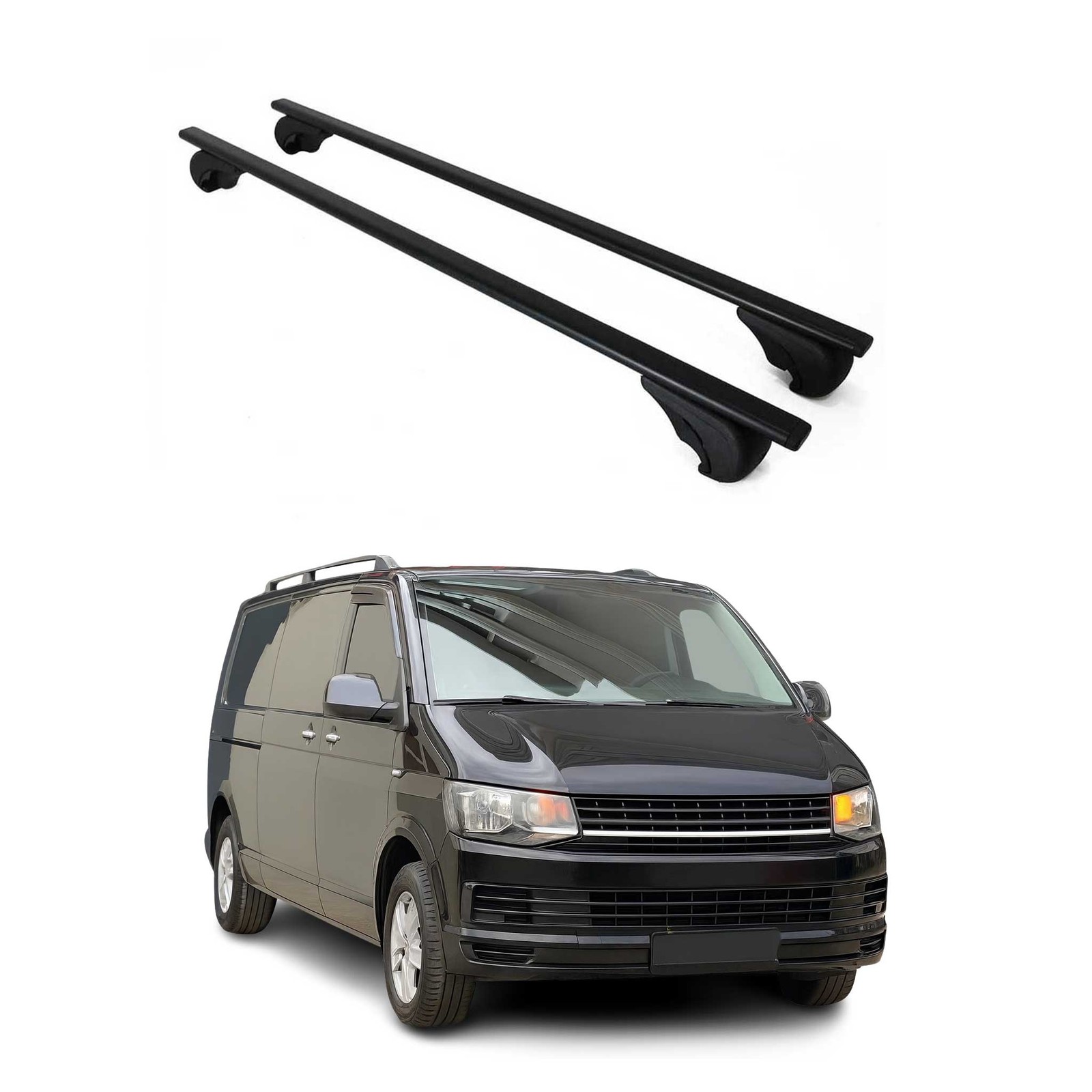 Barres de toit VW T5 T6 Transporter Multivan robustes en métal noir premium