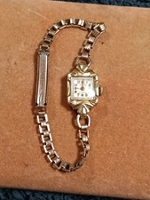 Vintage TITUS 14K Solid Gold Ladies Cocktail Watch 17J Swiss Deco Run NIFTY Band