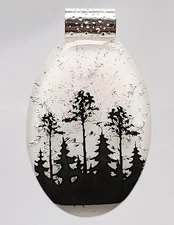 FIRST SNOWFALL FOREST Handcrafted Fused Dichroic Glass Pendant