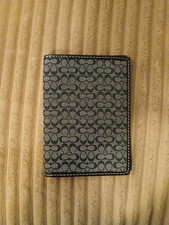NWT Vintage Coach Black Gray Mini Signature C Bifold Passport Case Wallet Holder