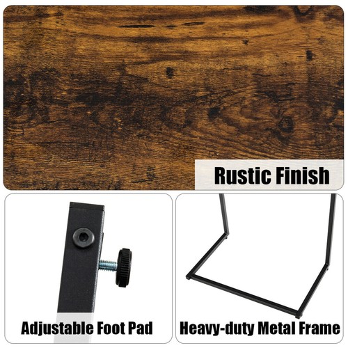 C-shaped End Side Coffee Tray Sofa Table Laptop TV Snack Stand W/ Metal Frame - Picture 10 of 10