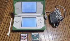 Nintendo DS Lite Console White (Broken/For Parts) w/ Charger, Stylus & 2 Games