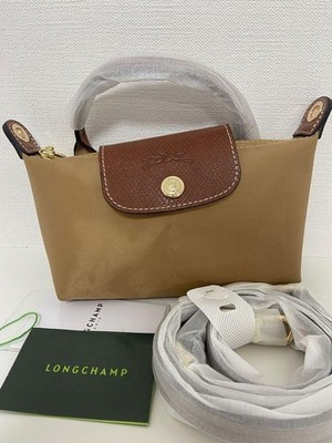 LONGCHAMP プリアージュxsブラウン Longchamp Pliage XS Mini Shoulder Bag in Light Nylon Brown New