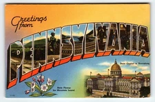 Vintage Large Letter Greetings From Pennsylvania State Capitol Harrisburg