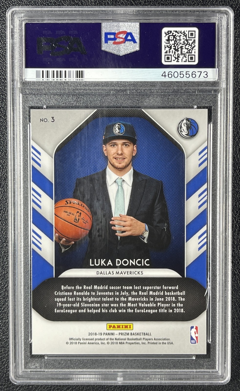 LUKA DONCIC PSA 9 2018-19 PANINI PRIZM #3 ROOKIE LUCK OF THE LOTTERY RC 5673 view 2