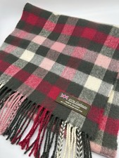 Cashmere 100 Winter Scarf Pink Gray Plaid Made In Scotland Traditional