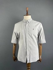 Allsaints Mens Casual Shirt Size L Gray Cotton Collared Short Sleeve Button Up