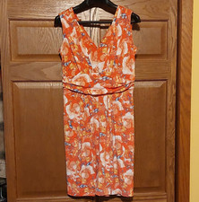 Simply Vera Vera Wang Empire Waist Dress Orange Floral V-Neck Sleeveless M