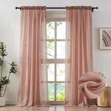 Elegant Blush Pink Sheer Curtains 84 Inches Long for Living Room, Bedroom Cot...