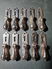 Set of Ten Antique Keyhole Covers Escutcheons. Teardrop. Quality Chrome Plated