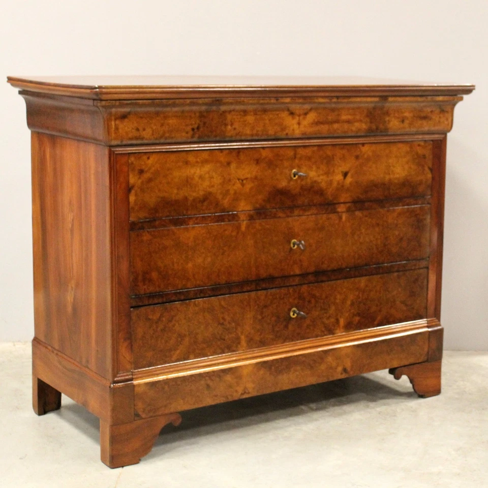 Commode d'époque Louis Philippe - en noyer - 19ème siècle - Photo 1/4