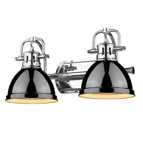 Duncan 16 1/2" Wide Chrome and Glossy Black 2-Light Bath Light - Picture 2 of 3