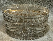 Waterford Crystal Overture Oval Trinket w/ Lid ~ 5" x 3" x 3 1/4"