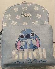 Primark Disney Stitch Backpack Blue With White Details Silver Hardware New