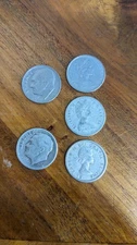 Vintage Silver Coins - Eisenhower and Canadian Dimes - Lot of 5 Coins 
