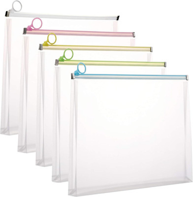 5Packs Clear Plastic Zip Envelopes 9 3/4 X 13 Letter File Document Paper Folder