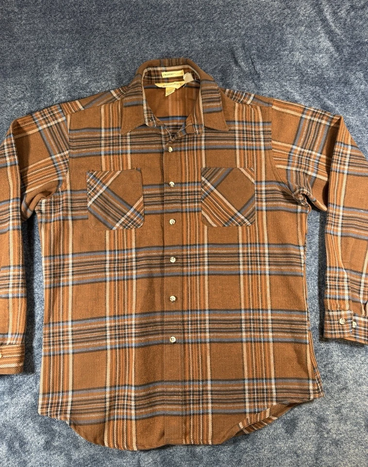 Vintage St John’s Bay Big Mac Men’s Plaid Heavy Flannel Large USA Made Brown - Image 3 of 4