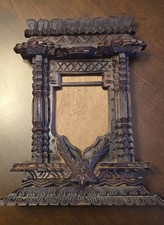 Vintage Wooden Carved Picture Frame Nepalese ...