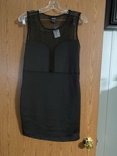 Black Mesh Top (front & Back) Sleeveless Mini Dress Size L
