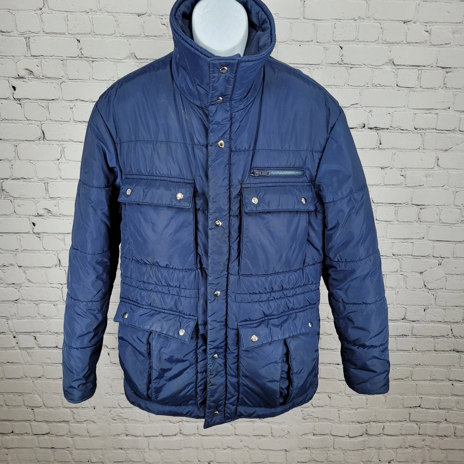 VTG Field & Stream Nylon Multiple Pockets Insulated Full Zip Jacket Size Large L