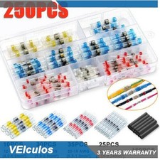 250pcs Solder Seal Sleeve Heat Shrink Butt Wire Connectors Terminals Waterproof
