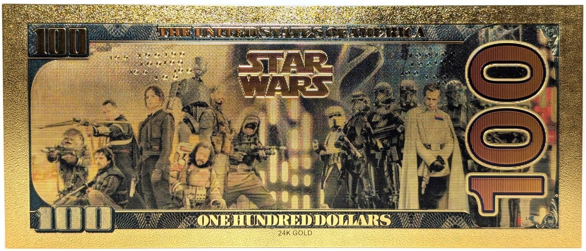 Star Wars Vader Luke Han Boba Baby Yoda 24K Gold Plated Foil $100