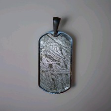 ☄️Echter Meteorit-Anhänger Dogtag Aletai Edelstahlfassung☄️