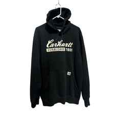 Carhartt Spell Put Logo 1889 Black Hoodie Loose Fit Men's Size Large Outdoor