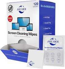 Pre-Moistened Screen Wipes for Electronics, 120 Count, 6"x6" Individually Wrappe