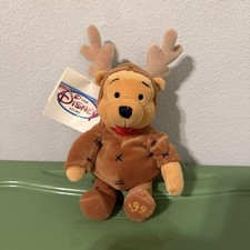 Disney Store Bean Bag Plush Winnie The Pooh Reindeer NWT
