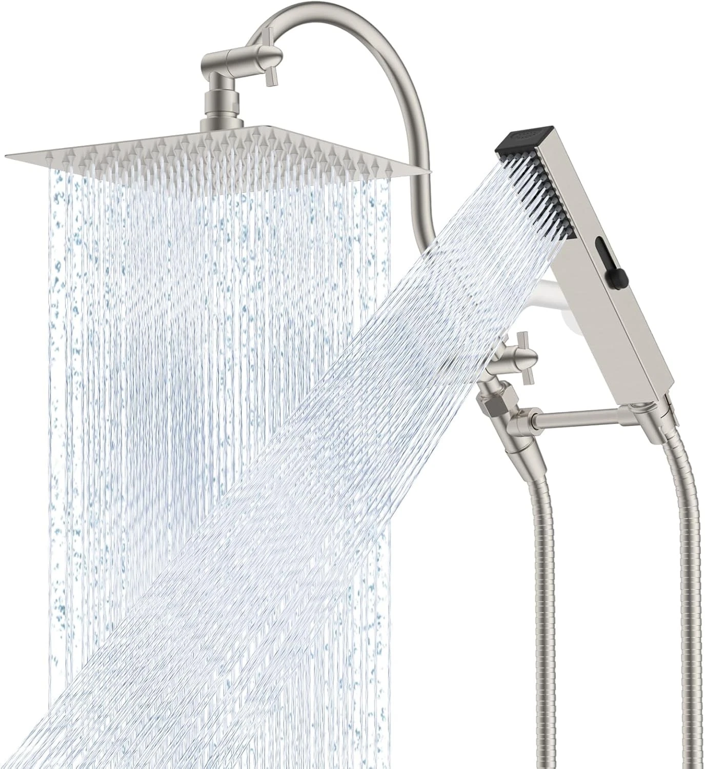 All Metal cUPC Certified Shower Head 8'' High Pressure Rainfall Showerhead Combo