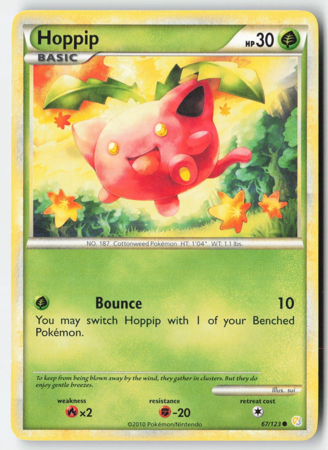 Pokemon - Hoppip #67/123 - HeartGold SoulSilver Common