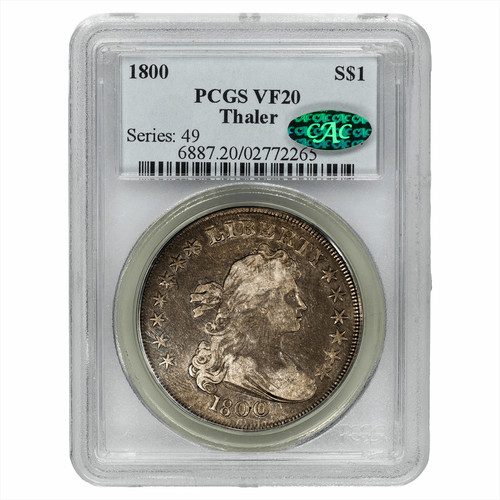 1800 Draped Bust Heraldic Eagle $1 Thaler PCGS VF 20 CAC