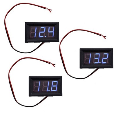3 Pieces DC 4.5-30V 3Digital Display Voltage Meter Voltmeter Panel Blue LED