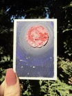 ACEO Original Oil Pastel Pink Strawberry Moon FULLMOON Space Stars Celestial Art — photo 4