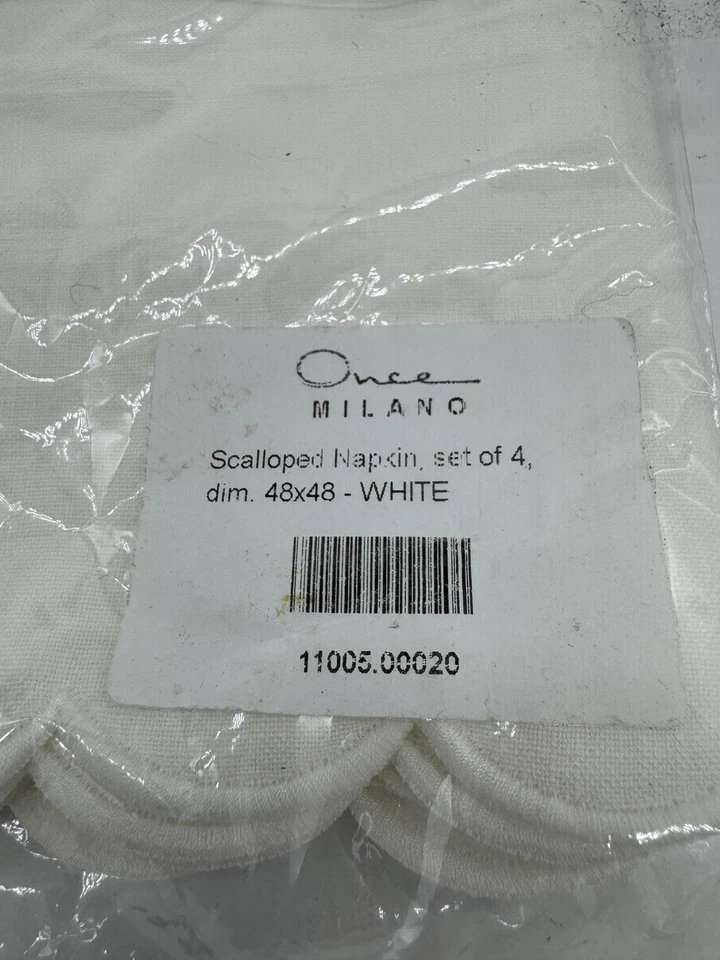 Set 4 tovaglioli smerlati in lino Once Milano colore bianco nuovi in confezione 279€ - Immagine 3 di 3