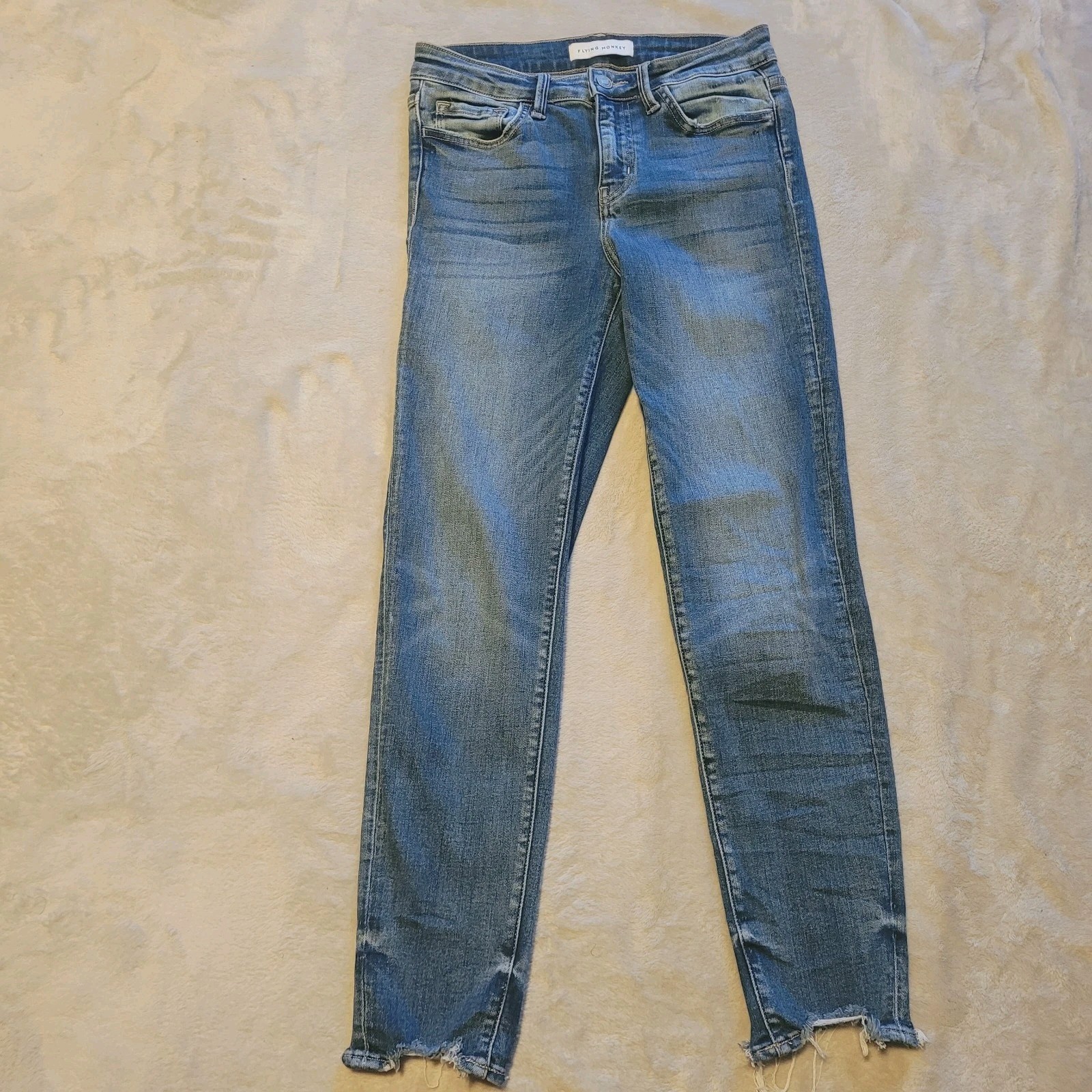 Flying Monkey Skinny Jeans Womens Size 27 Blue Distressed Raw Hem Stretch