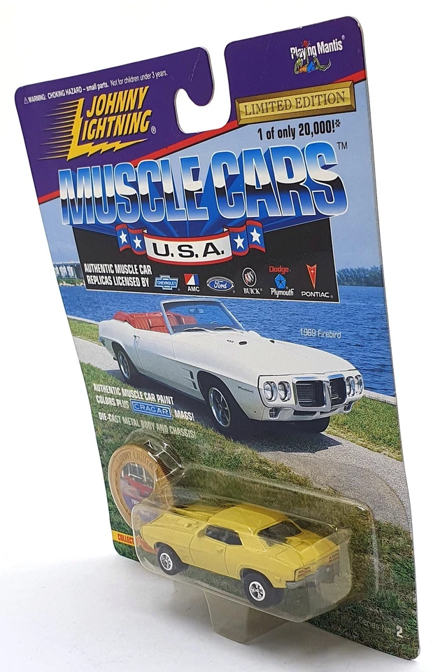 Johnny Lightning 1/64 Scale 202-02 - Muscle Cars 1969 Pontiac Firebird - Yellow - Image 2 of 4