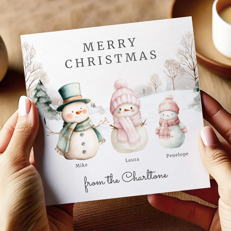 Personalised Snowmen Family Christmas Card - with up to 6 family members - Image 2 of 4