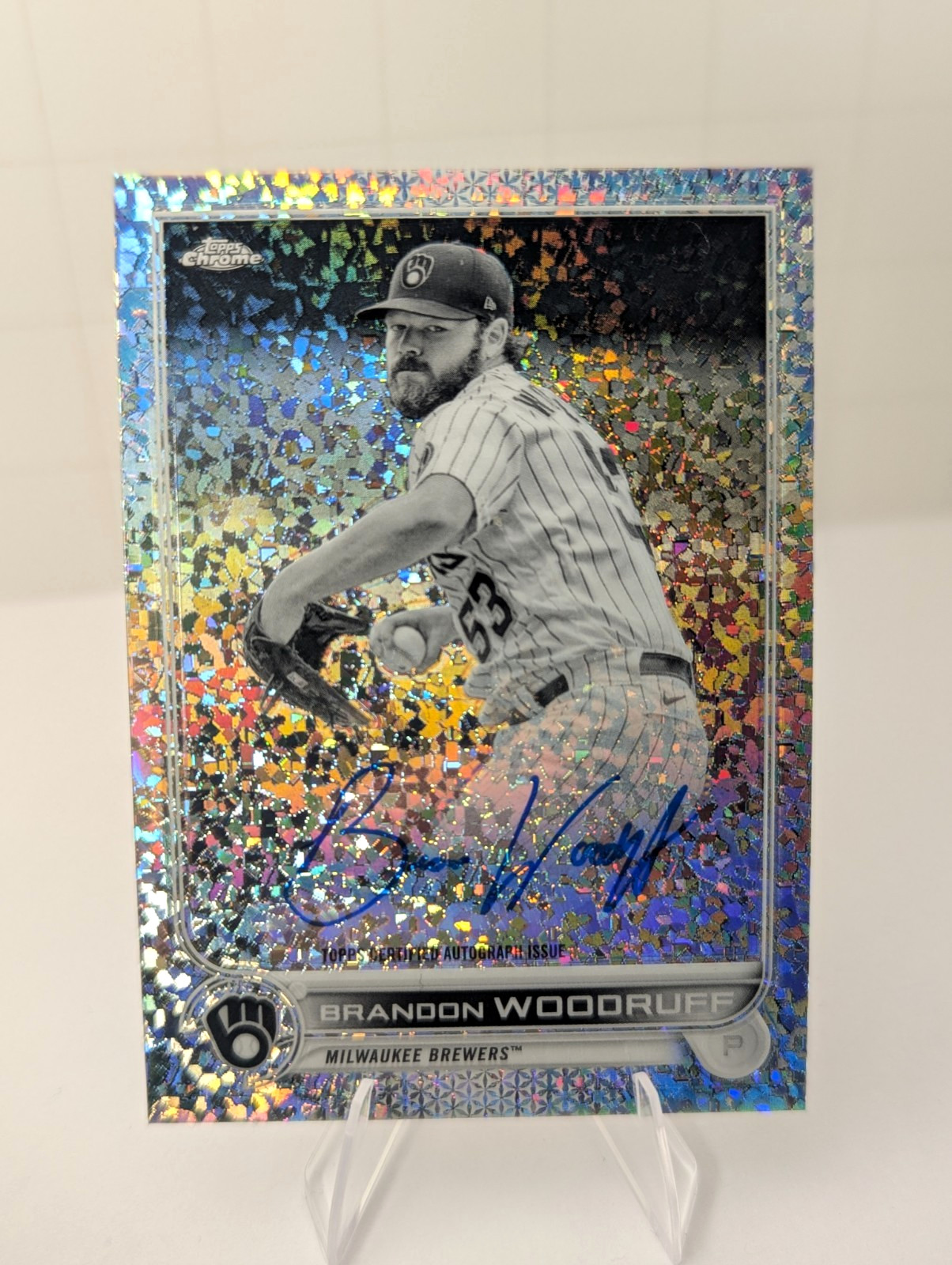 Topps 2022 Topps Chrome Brandon Woodruff Chrome Auto CVA-BW Parallel Brewers