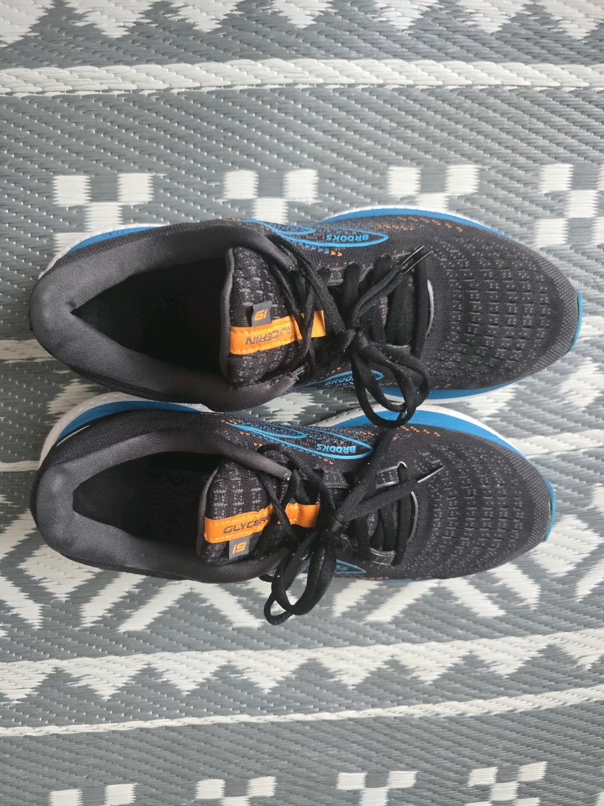 Brooks Glycerin 19 Mens UK 10 Black Blue Orange Running Shoes Gym Trainers #0791 image 7