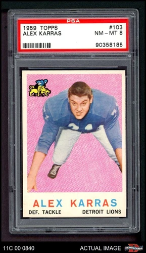 1959 Topps #103 Alex Karras Lions RC HOF Iowa PSA 8 - NM/MT